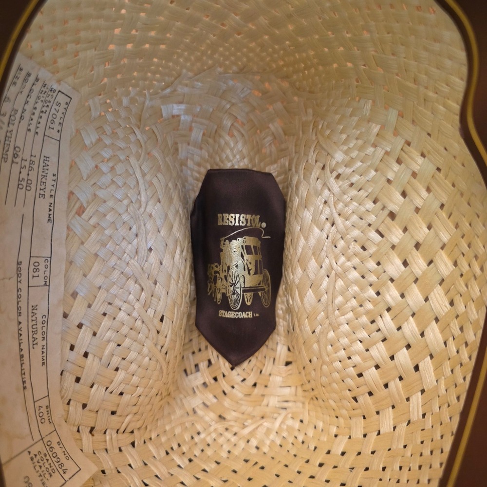 Resistol Hawkeye Straw Cowboy Hat Natural Poly Hemp Made in Texas USA S7061 - Picture 6 of 14